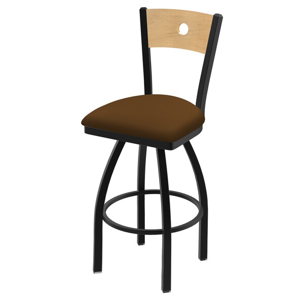 25" Swivel Counter Stool, Black Wrinkle, Nat Back, Canter Thatch Seat